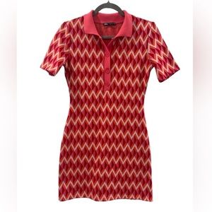 Zara jacquard dress hot pink L